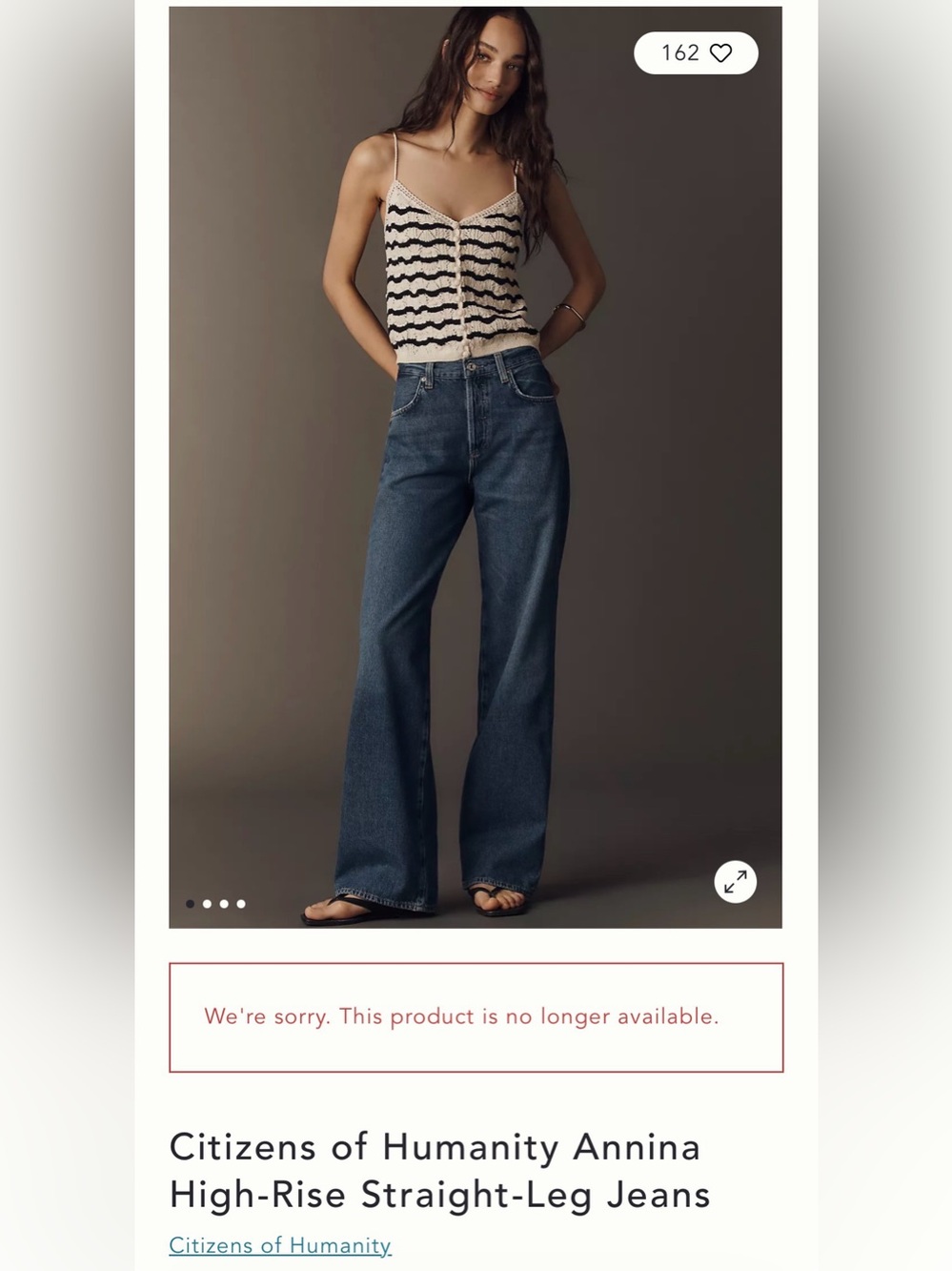 NWT Anthropologie Citizens of Humanity Annina High-Rise Straight-Leg Jeans